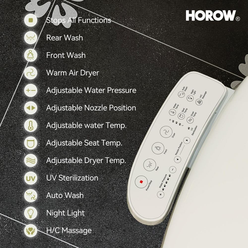 HOROW 19 in. Tall High-Efficiency Smart Bidet Toilet - 1.28 GPF