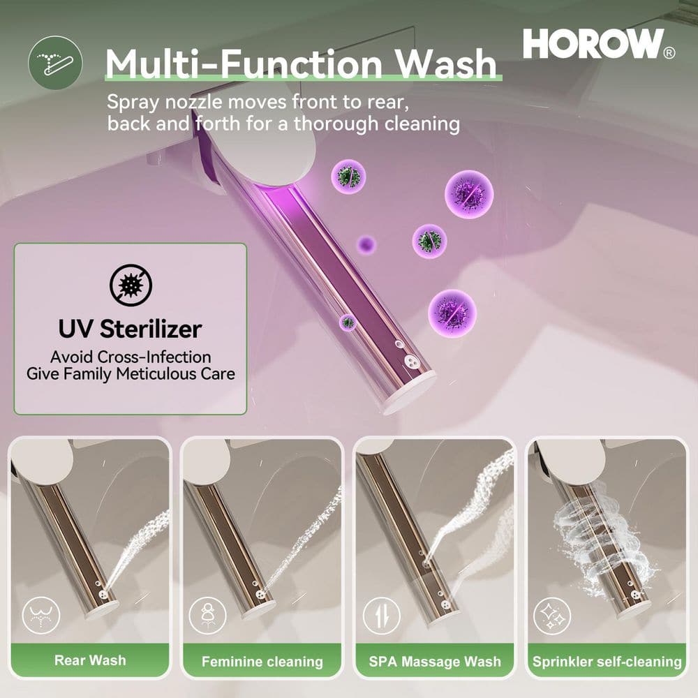 HOROW 21 in. Extra Tall Smart Bidet Toilet with 1.28 GPF - White