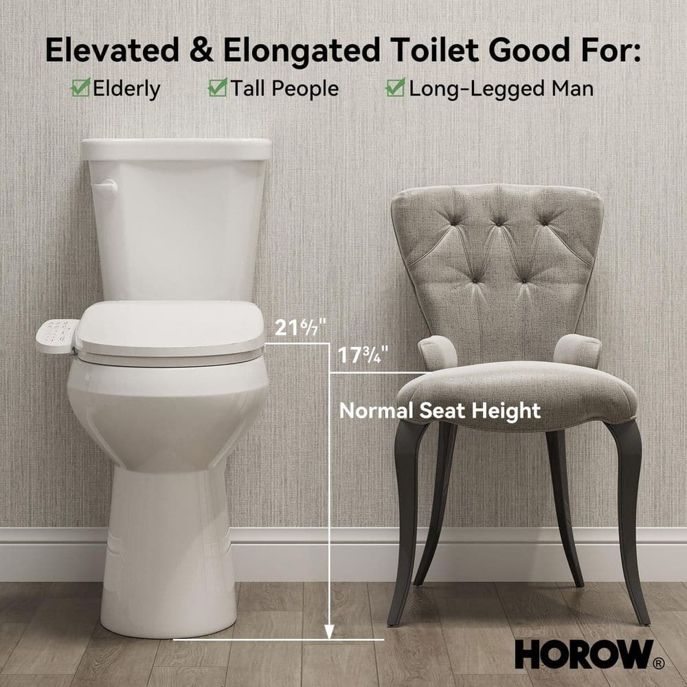 HOROW 21 in. Extra Tall Smart Bidet Toilet with 1.28 GPF - White