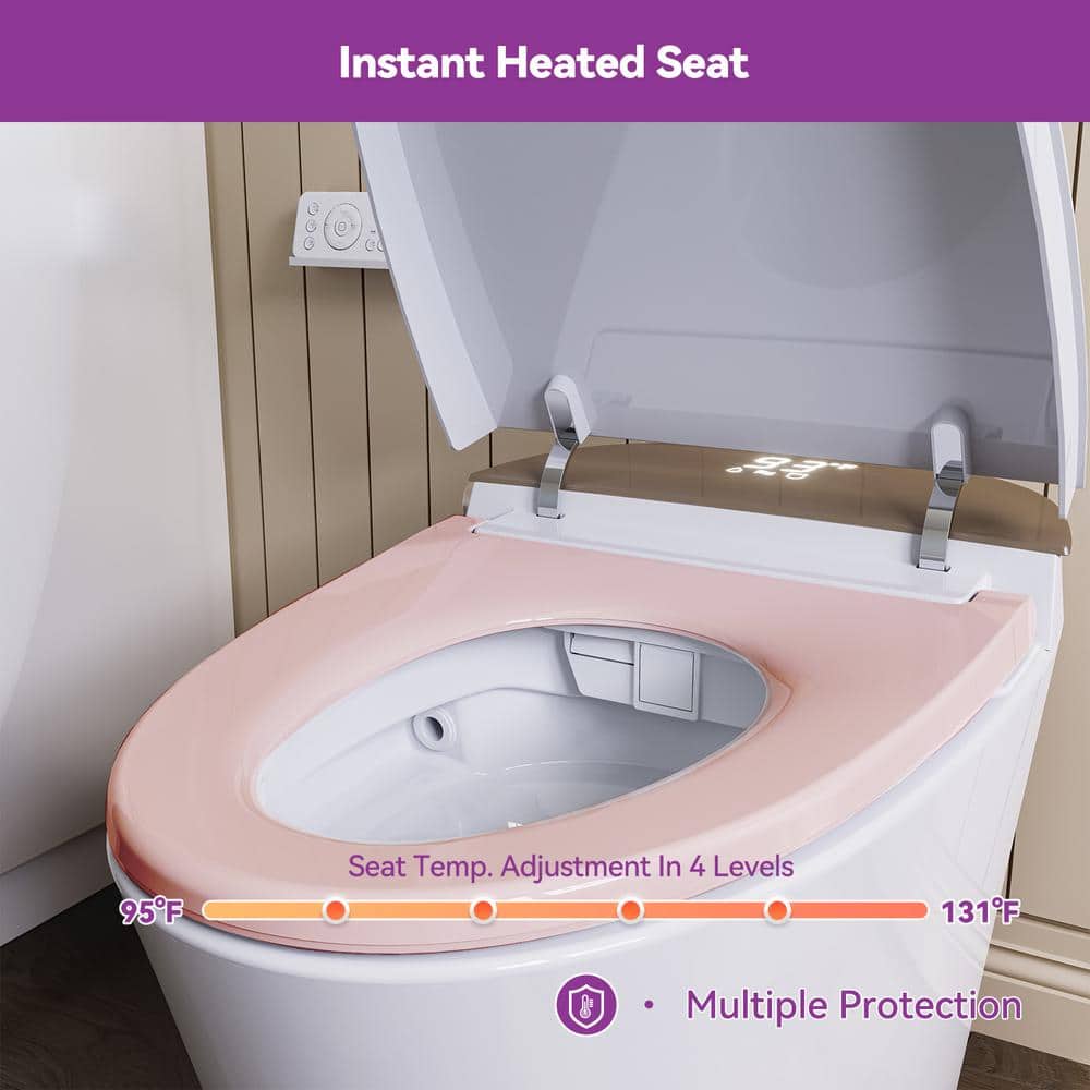 HOROW Elongated Smart Bidet Toilet with Rose Gold Backlid - Model HR-Y9