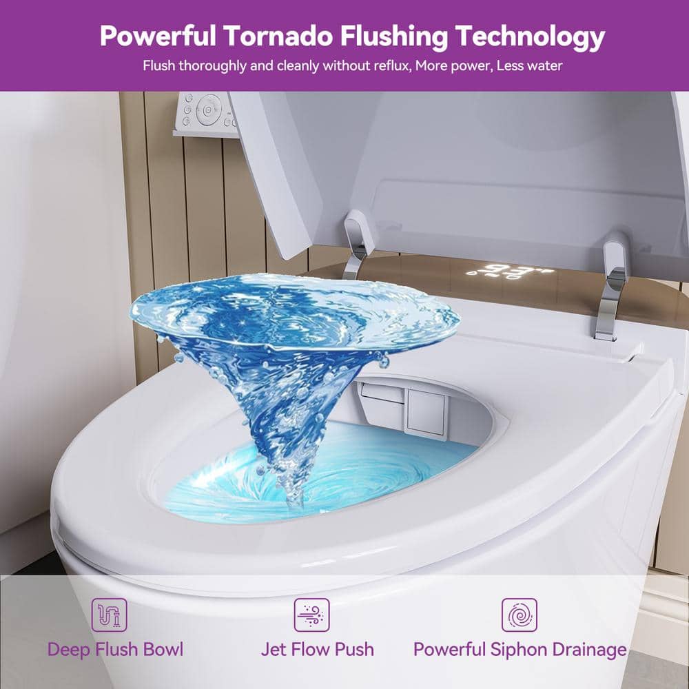 HOROW Elongated Smart Bidet Toilet with Rose Gold Backlid - Model HR-Y9