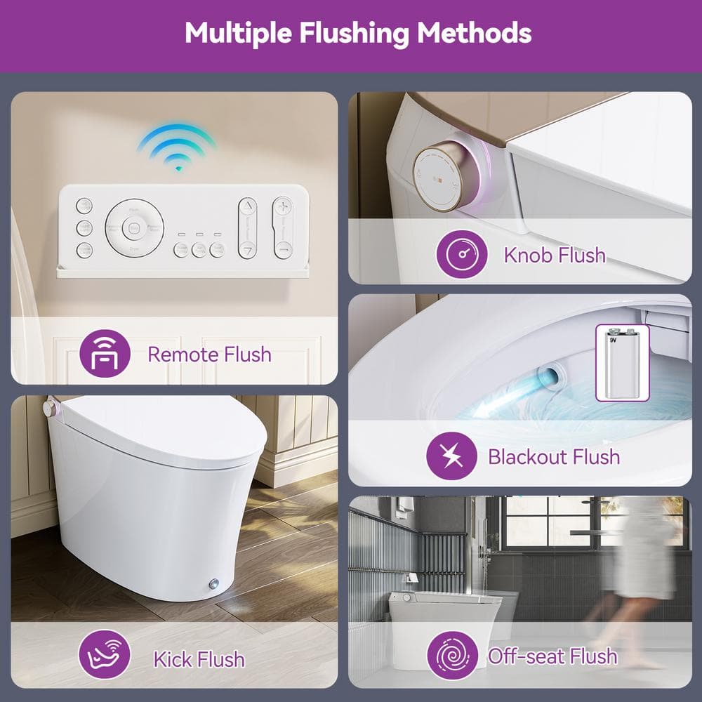 HOROW Elongated Smart Bidet Toilet with Rose Gold Backlid - Model HR-Y9