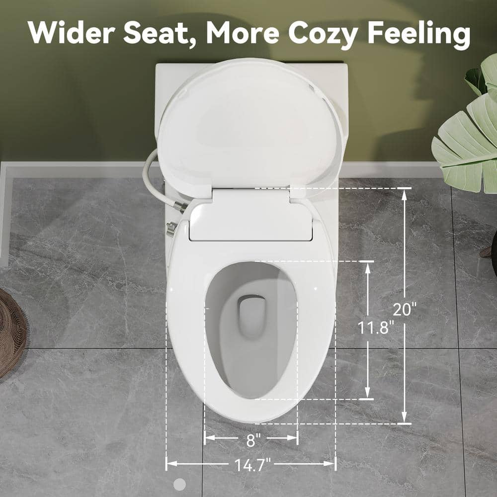 HOROW Chair Height Dual Flush Elongated Toilet with Non-Electric Bidet