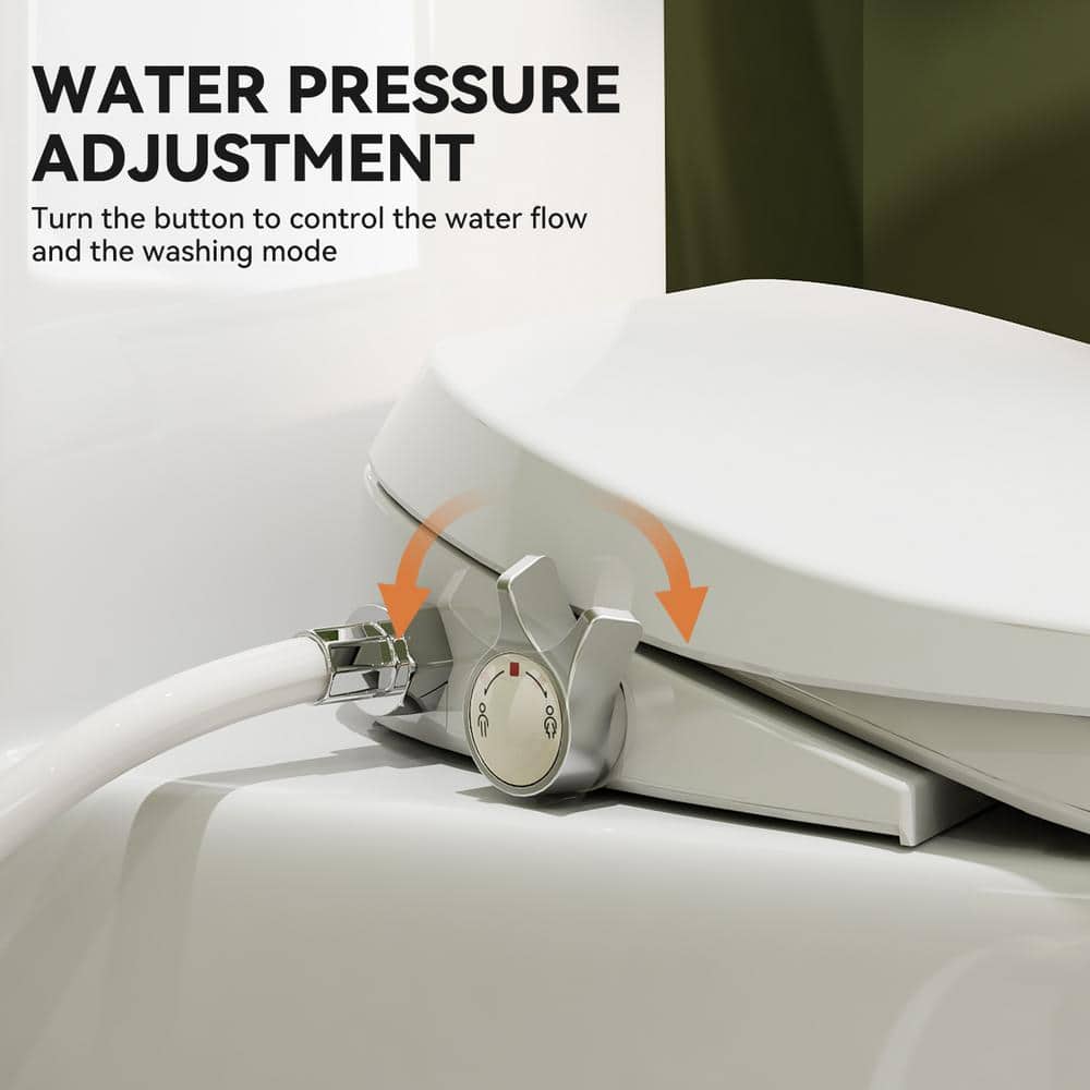 HOROW Chair Height Dual Flush Elongated Toilet with Non-Electric Bidet