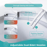 HOROW T30 Non-Electric Elongated Bidet Toilet - 1.0 GPF, ADA Chair Height, Foot Kick Flush, White