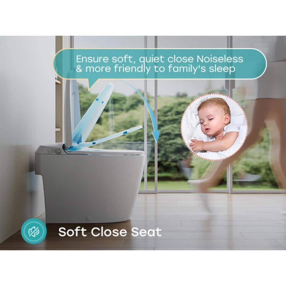 HOROW T30 Non-Electric Elongated Bidet Toilet - 1.0 GPF, ADA Chair Height, Foot Kick Flush, White