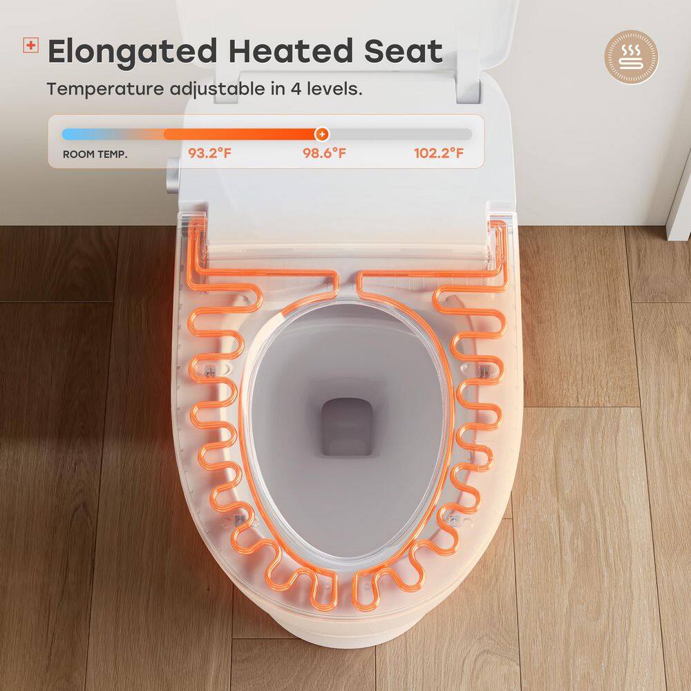 HOROW Elongated Smart Toilet 1.1 GPF with Heated Seat, Auto Flush, and Night Light