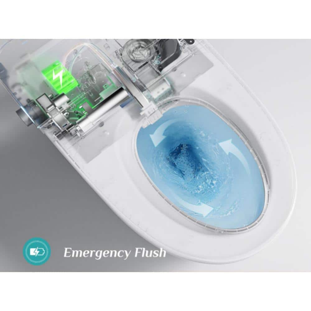 HOROW 10 in. Rough-In Tankless Elongated Smart Toilet Bidet - Auto Open/Close, Foot Sensor & Ambient Light