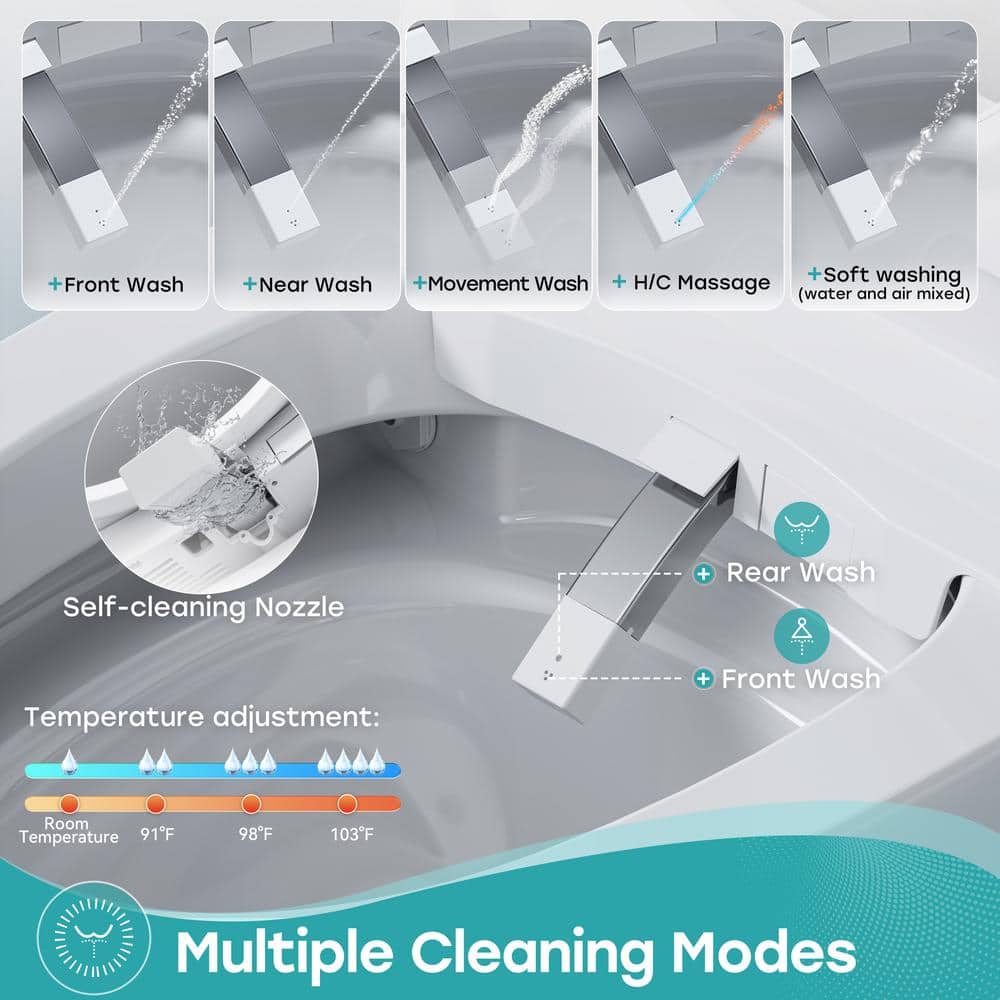 HOROW T38 Elegant Luxury Elongated Smart Bidet Toilet with Ambient Light in White