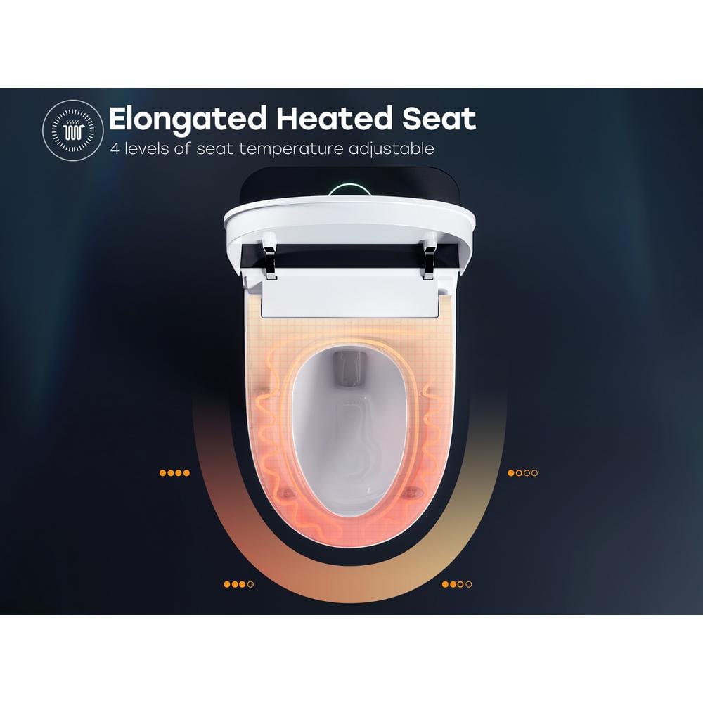 HOROW ADA Height Elongated Smart Bidet Toilet in White with Advanced Features