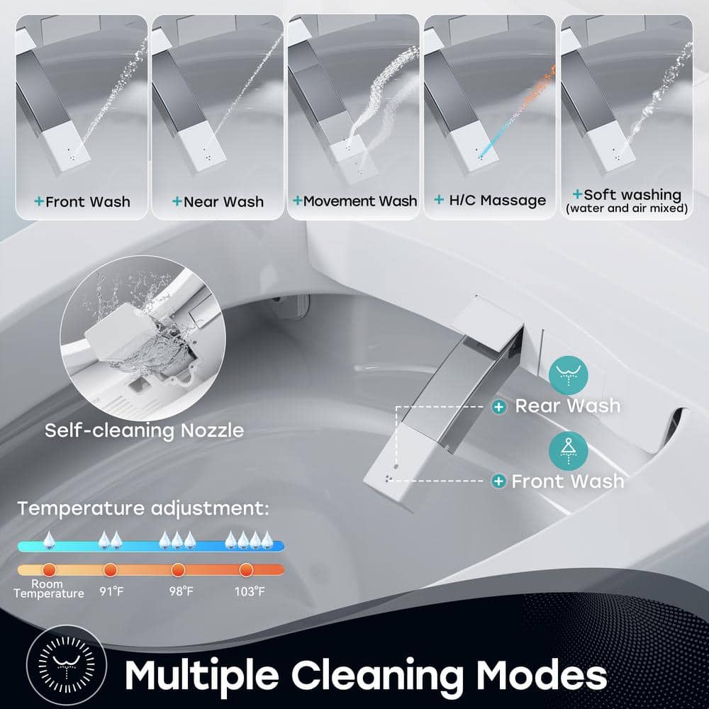 HOROW ADA Height Elongated Smart Bidet Toilet in White with Advanced Features