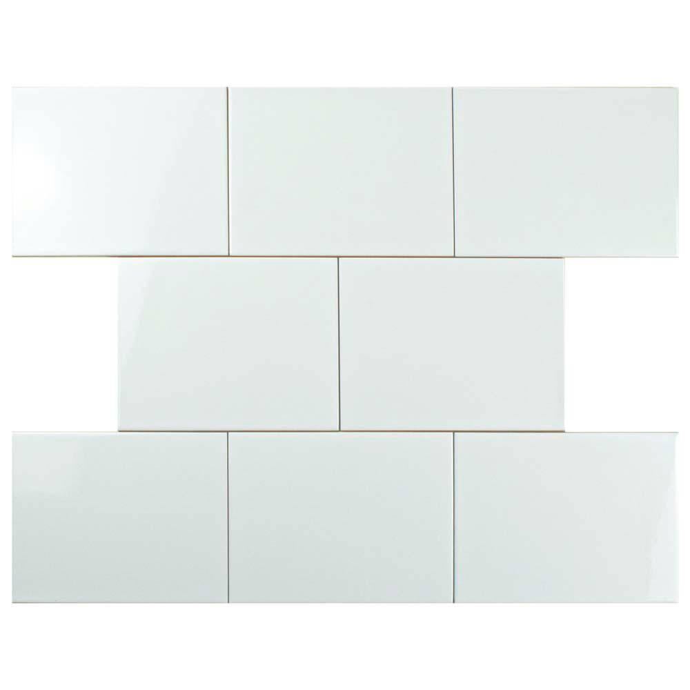 Merola Tile Park Retro White Ice 6 in. x 8 in. Ceramic Subway Wall Tile (9 sq. ft. / Case)