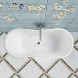 Vanity Art 71 in. Acrylic Flatbottom Freestanding Bathtub in White/Integrated Overflow