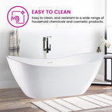 Vanity Art 71 in. Acrylic Flatbottom Freestanding Bathtub in White/Integrated Overflow