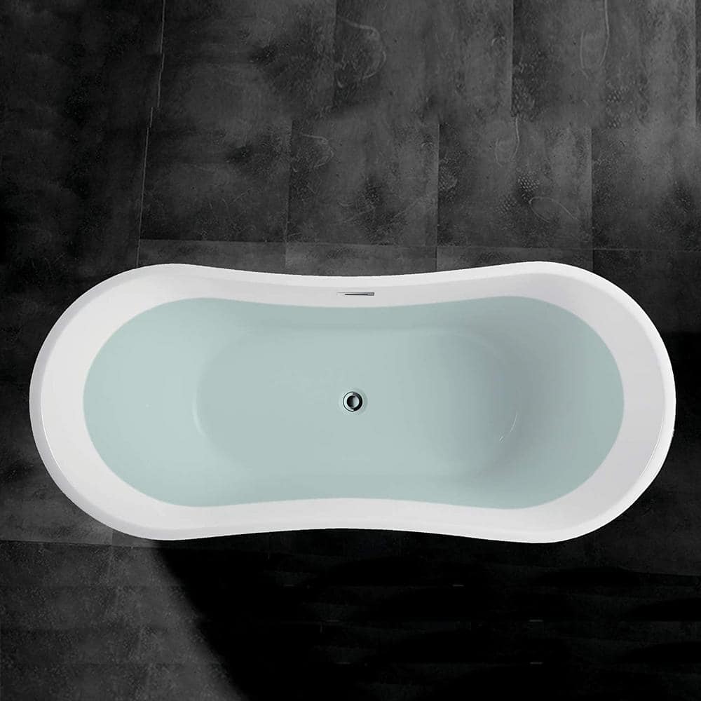 Vanity Art 71 in. Acrylic Flatbottom Freestanding Bathtub in White/Integrated Overflow