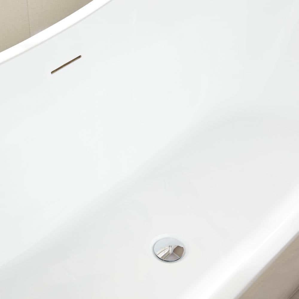 Vanity Art 71 in. Acrylic Flatbottom Freestanding Bathtub in White/Integrated Overflow