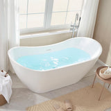 Vanity Art 71 in. Acrylic Flatbottom Freestanding Bathtub in White/Integrated Overflow