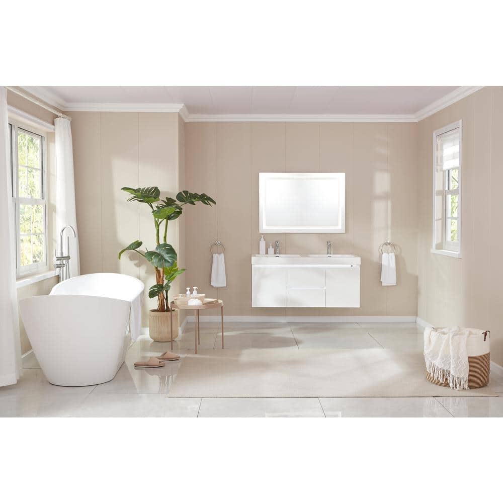Vanity Art 71 in. Acrylic Flatbottom Freestanding Bathtub in White/Integrated Overflow