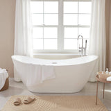 Vanity Art 71 in. Acrylic Flatbottom Freestanding Bathtub in White/Integrated Overflow