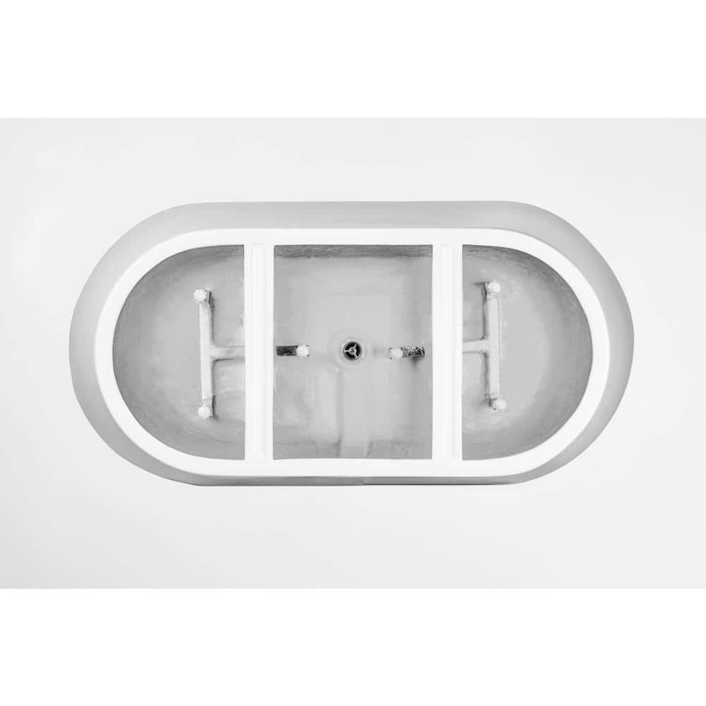 Vanity Art Domme 54 in. Acrylic Flatbottom Freestanding Non-Slip Bathtub in White/Integrated Overflow
