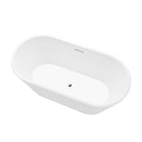 Vanity Art Domme 54 in. Acrylic Flatbottom Freestanding Non-Slip Bathtub in White/Integrated Overflow