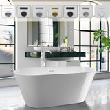 Vanity Art Domme 54 in. Acrylic Flatbottom Freestanding Non-Slip Bathtub in White/Integrated Overflow