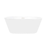 Vanity Art Domme 54 in. Acrylic Flatbottom Freestanding Non-Slip Bathtub in White/Integrated Overflow