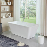 Vanity Art Nantes 67 in. x 30 in. Acrylic Freestanding Soaking Bathtub with Center Drain in White/Integrated Overflow