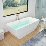 Vanity Art 67 in. Acrylic Flatbottom Freestanding Bathtub in White with Integrated Overflow