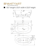 Vanity Art Calais 55 in. L x 32 in. W Acrylic Flatbottom Freestanding Bathtub with Center Drain in White/Integrated Overflow
