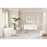 Vanity Art Calais 55 in. L x 32 in. W Acrylic Flatbottom Freestanding Bathtub with Center Drain in White/Integrated Overflow