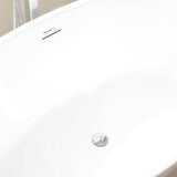 Vanity Art Calais 55 in. L x 32 in. W Acrylic Flatbottom Freestanding Bathtub with Center Drain in White/Integrated Overflow