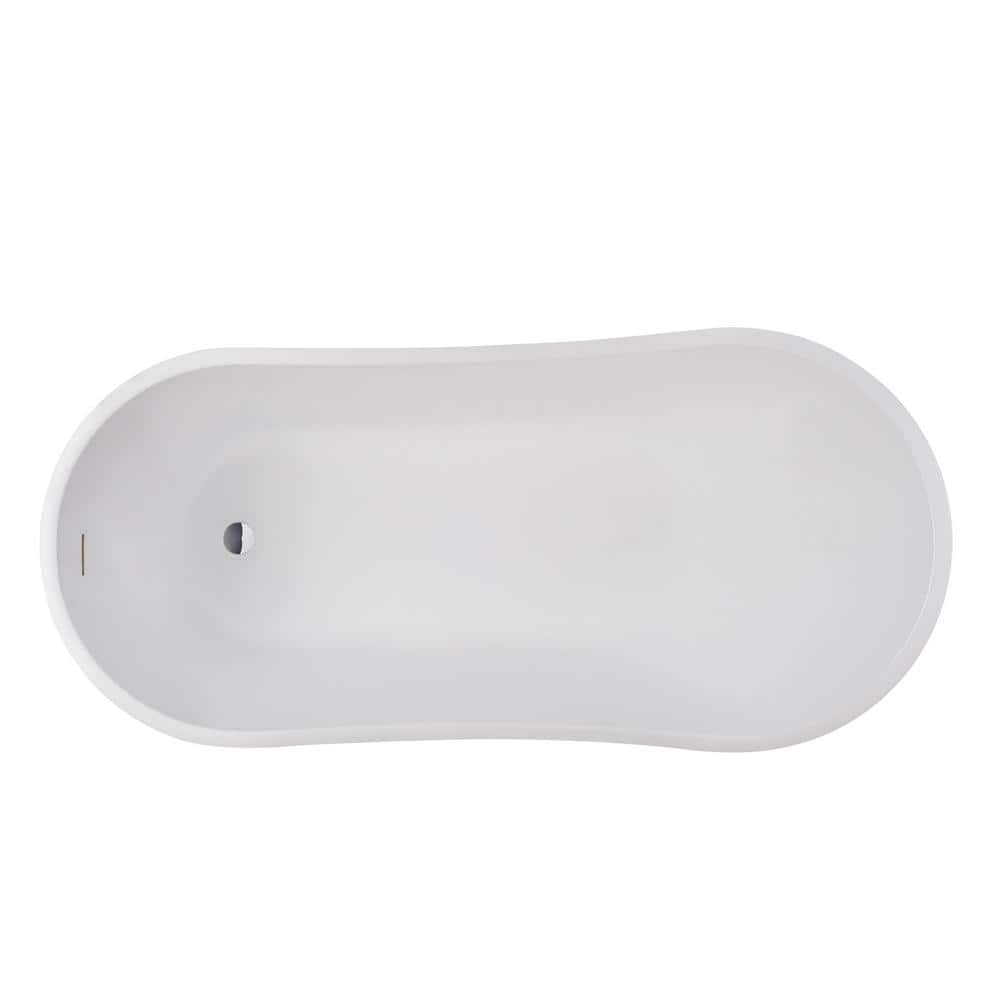 Vanity Art Clermont 59 in. Acrylic Freestanding Flatbottom Bathtub in White with Integrated Overflow