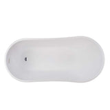 Vanity Art Clermont 59 in. Acrylic Freestanding Flatbottom Bathtub in White with Integrated Overflow