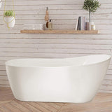 Vanity Art Clermont 59 in. Acrylic Freestanding Flatbottom Bathtub in White with Integrated Overflow