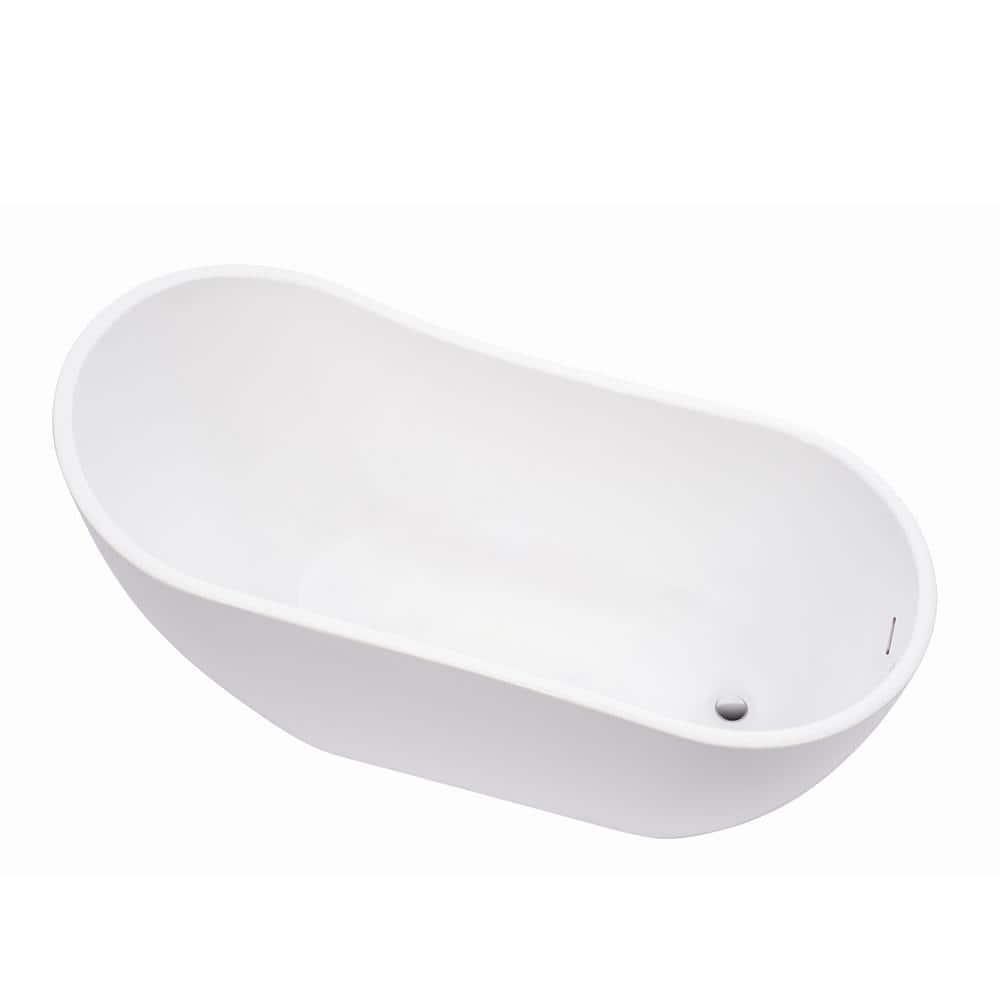 Vanity Art Clermont 59 in. Acrylic Freestanding Flatbottom Bathtub in White with Integrated Overflow
