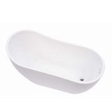 Vanity Art Clermont 59 in. Acrylic Freestanding Flatbottom Bathtub in White with Integrated Overflow
