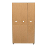 Inval 35.1 in. W x 66.1 in. H x 15.5 in. D Microwave Storage Utility Cabinet in White and Maple with 5 Doors and 10 shelves