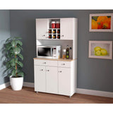 Inval 35.10 in. W x 15.50 in. D x 66.10 in. H Ready to Assemble 5 Door Microwave Storage Utility Cabinet in White and Maple