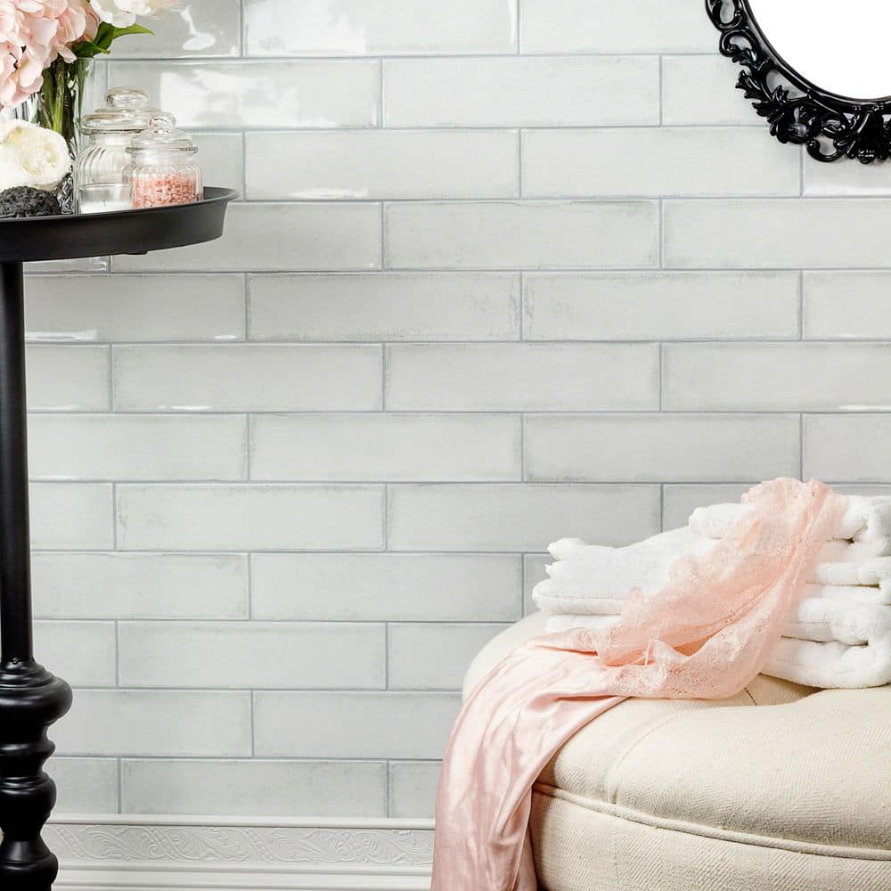 Ivy Hill Tile Moze White 3 in. x 12 in. 9 mm Ceramic Wall Tile, 22-Piece Case (5.38 sq. ft./Box)
