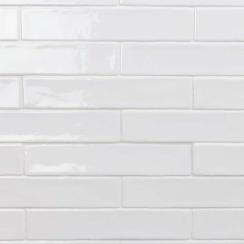 Newport White 2 in. x 10 in. Polished Ceramic Subway Wall Tile (5.70 sq. ft. / Case)