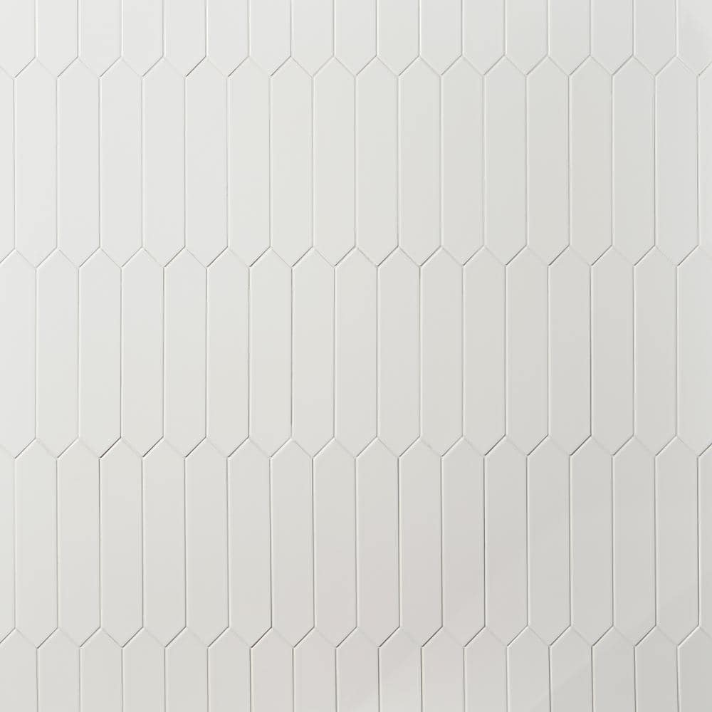 Ivy Hill Tile Axis 2.6 in. x 13 in. White Polished Elongated Hex Ceramic Wall Tile (12.26 sq. ft. / case)