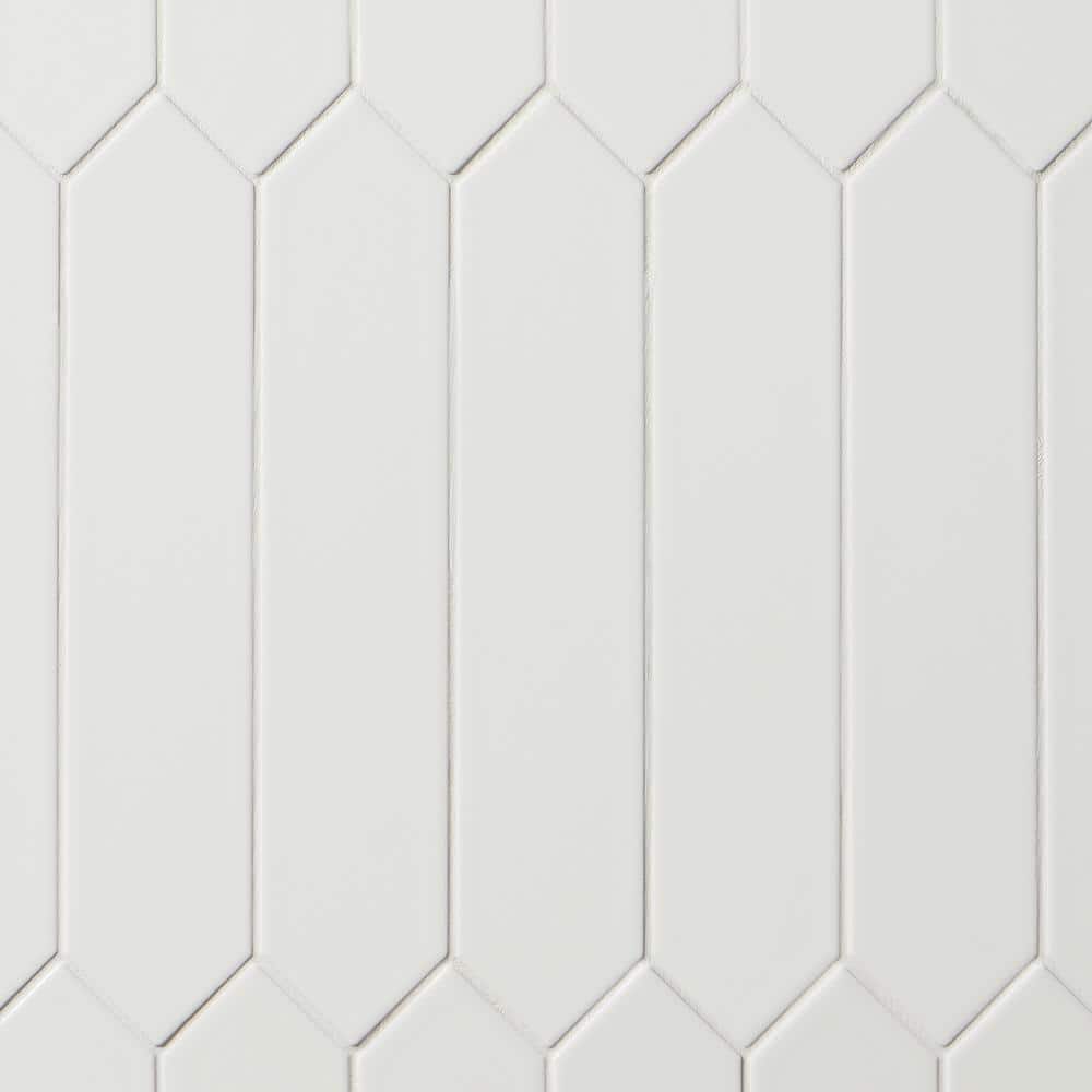 Ivy Hill Tile Axis 2.6 in. x 13 in. White Polished Elongated Hex Ceramic Wall Tile (12.26 sq. ft. / case)