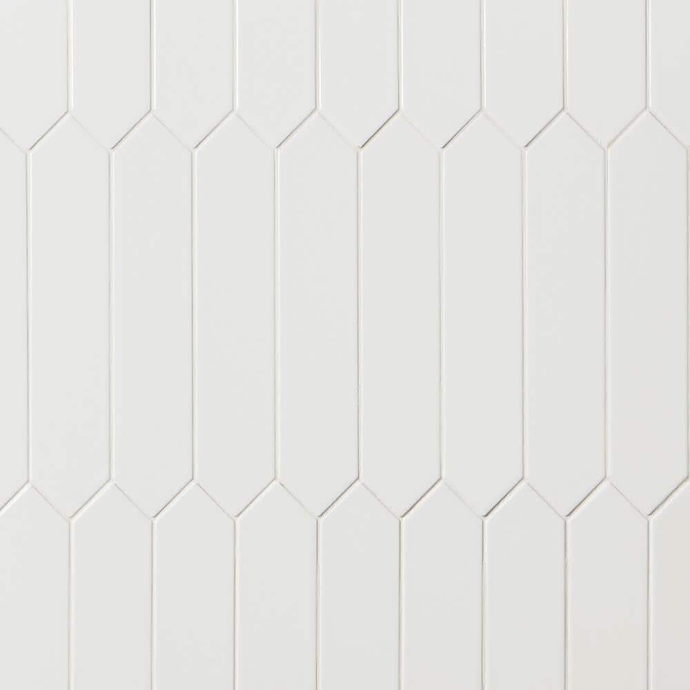Ivy Hill Tile Axis 2.6 in. x 13 in. White Polished Elongated Hex Ceramic Wall Tile (12.26 sq. ft. / case)