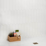 Ivy Hill Tile Axis 2.6 in. x 13 in. White Polished Elongated Hex Ceramic Wall Tile (12.26 sq. ft. / case)