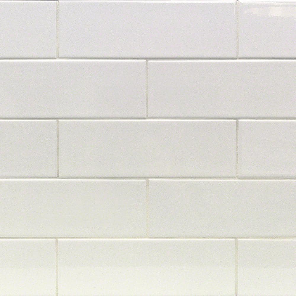 Ivy Hill Tile Essential White 4 in. x 12 in. x 6mm Polished Ceramic Subway Wall Tile (9.68 sq. ft./case)
