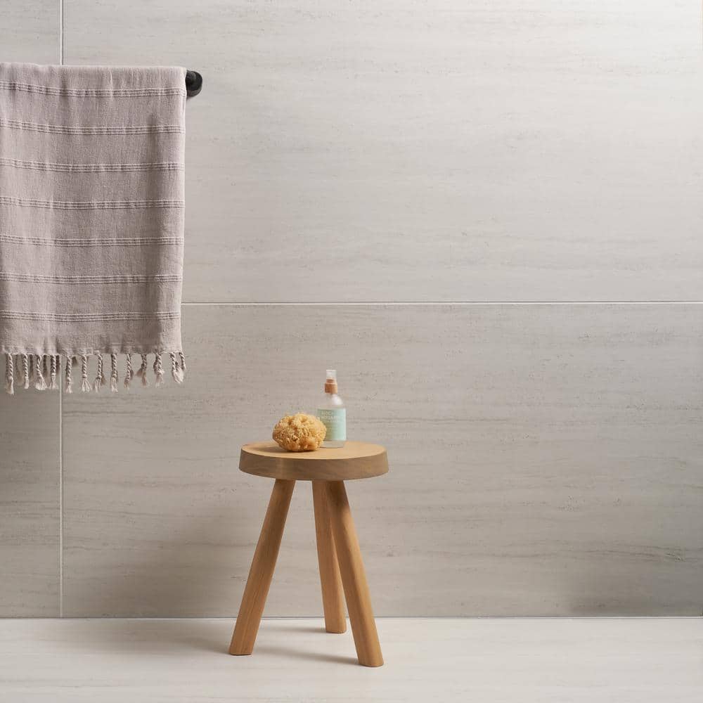 Atlanta White 23.45 in. x 47.07 in. Matte Travertine Look Porcelain Floor and Wall Tile (31 sq. ft./Case)