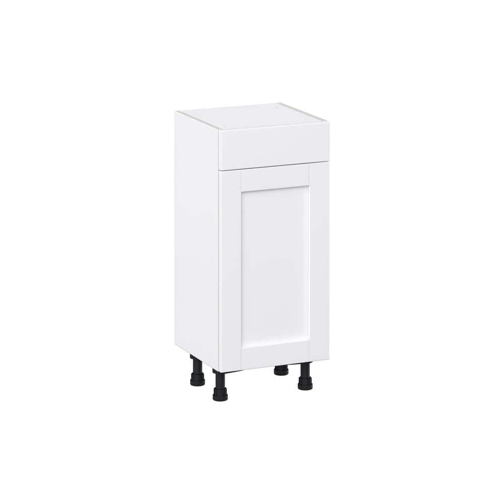 J COLLECTION Mancos Bright White Shaker Assembled Shallow Base Kitchen Cabinet with a Drawer (15 in. W x 34.5 in. H x 14 in. D)
