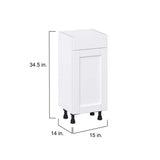 J COLLECTION Mancos Bright White Shaker Assembled Shallow Base Kitchen Cabinet with a Drawer (15 in. W x 34.5 in. H x 14 in. D)