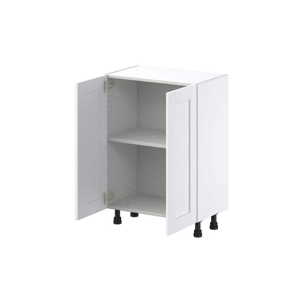 J COLLECTION Mancos Bright White Shaker Assembled Shallow Base Kitchen Cabinet with 2-Doors (24 in. W x 34.5 in. H x 14 in. D)